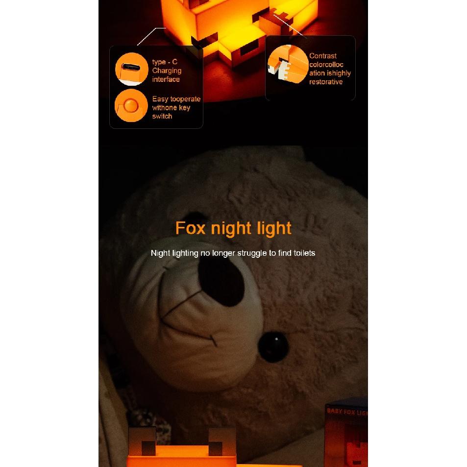 MC Game Cute Fox Night Light Soft Orange Glow Officially Licensed Decor And Desk Lamp For Gaming Room Or Kids And Tween Bedroom