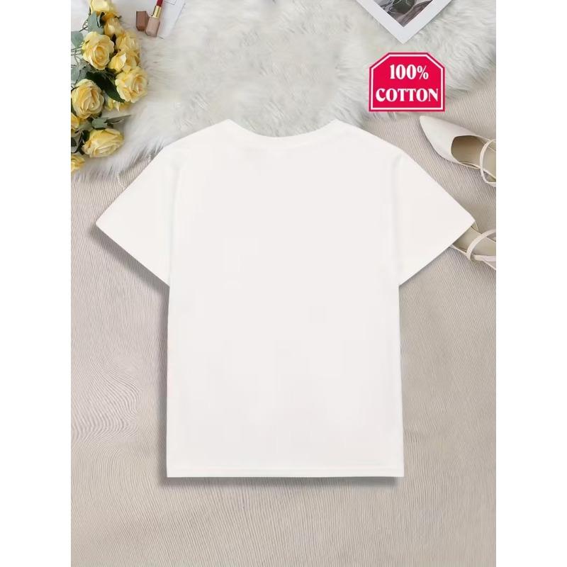 European sizes A stylish white children crew neck short sleeve printed T shirt Featuring adorable cartoon designs beloved by kids perfect all seasons