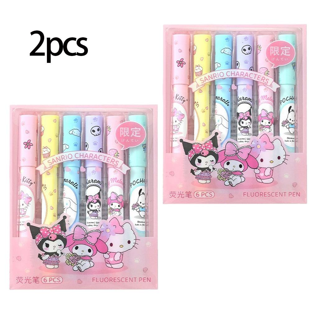 Sanrio Highlighters Cinnamoroll Kitty Colored Pens Student-Specific Highlight Markers High Aesthetics Multi-Functional Marking