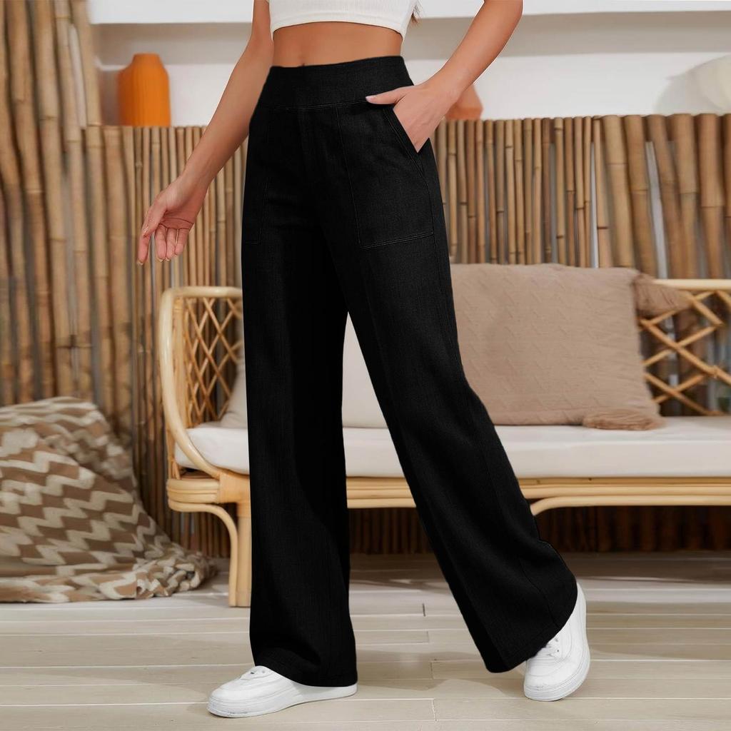 Women's Casual And Fashionable Color Loose Pants With Pocketes