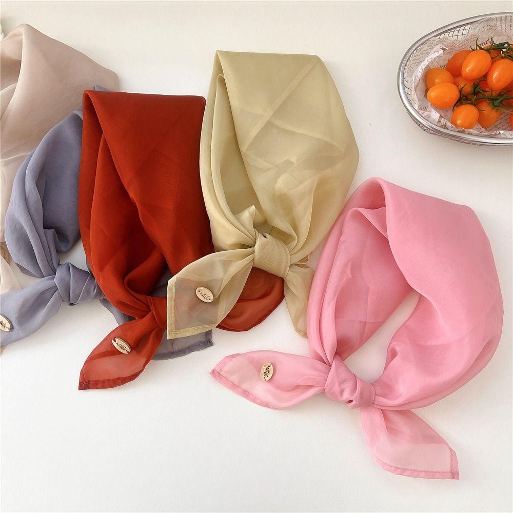 Solid Color Cotton Linen Scarves Thin Pure Color Silk Scarf All-match Square Handkerchief Female