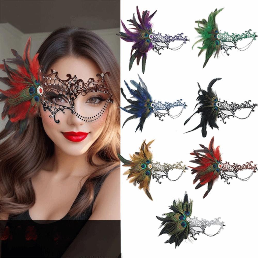 Gradient Color Lace Masquerade Mask Carnival Feather Masquerade Mask Cosplay Festival Party