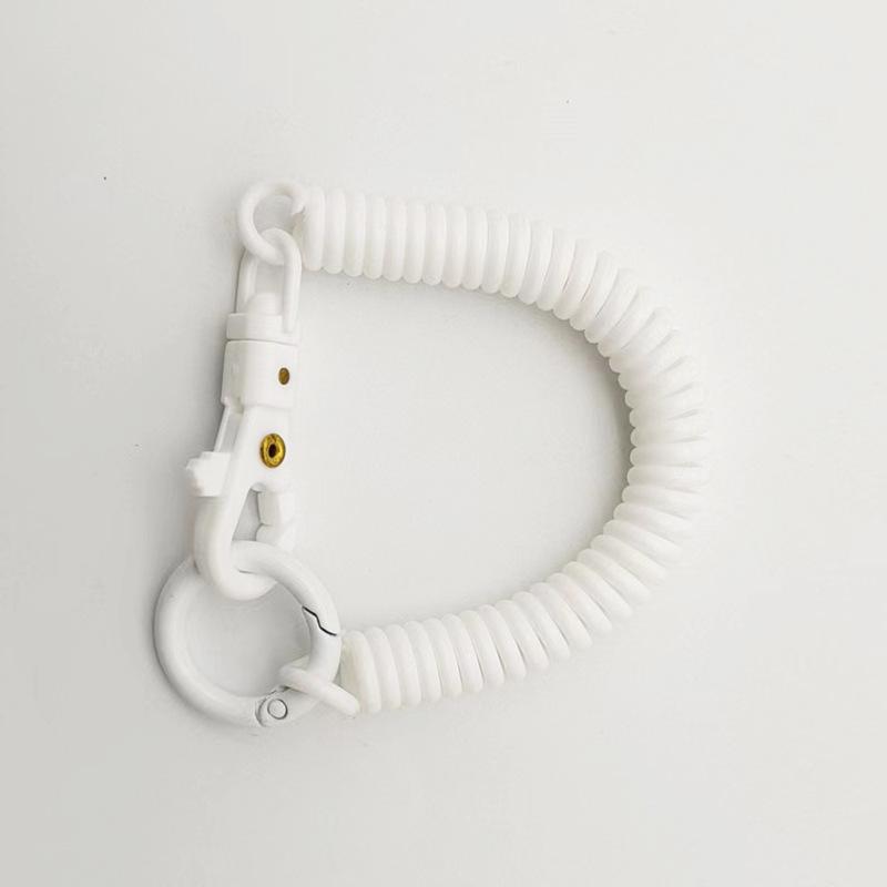 Coil Springs Keychain Stretchy Spiral Spring Coil Retractable Coil Springs Keychain With Metal Clasp Key Chain Holder Lanyard