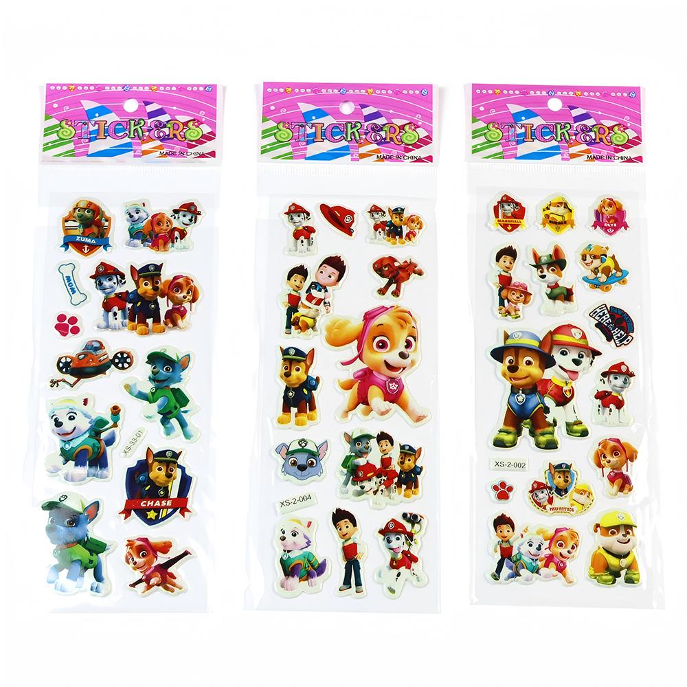 12pcs Cute Cartoon PAW Patrol Bubble Stickers Anime 3D Puffy Bulk Decals Toys Waterproof Reward Sticker Gifts