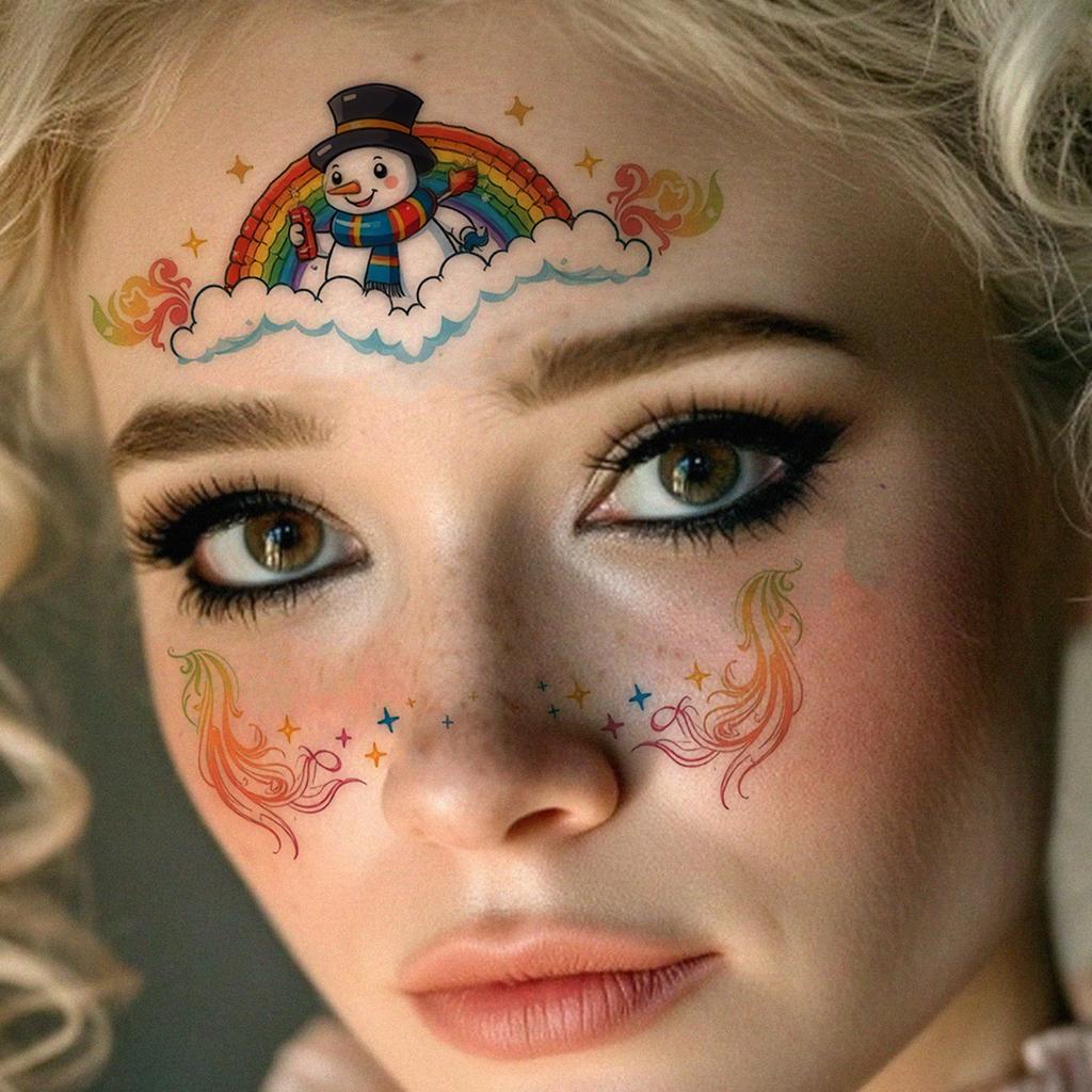 Tattoo Stickers Waterproof Women Lasting Cute Personality Christmas Makeup Face Stickers Tattoo Stickers