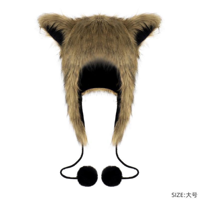 New Plush Cats Ears Hat Headwear Warm Furry Hat for Halloween Fox Costume Cosplay Anime Party Accessory Winter Windproof Hat