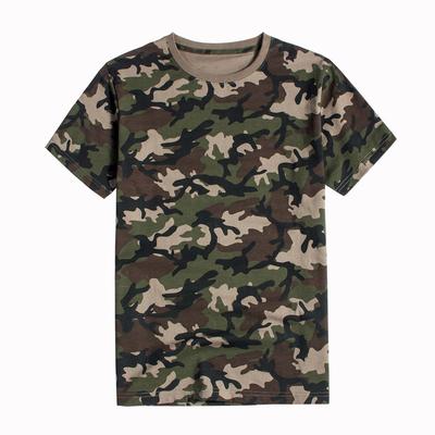 Camiseta Masculina de Algodão Camuflada Manga Curta Gola Redonda Top Especial Forças Especiais Fan Militar Tendência Solta Camisa Básica