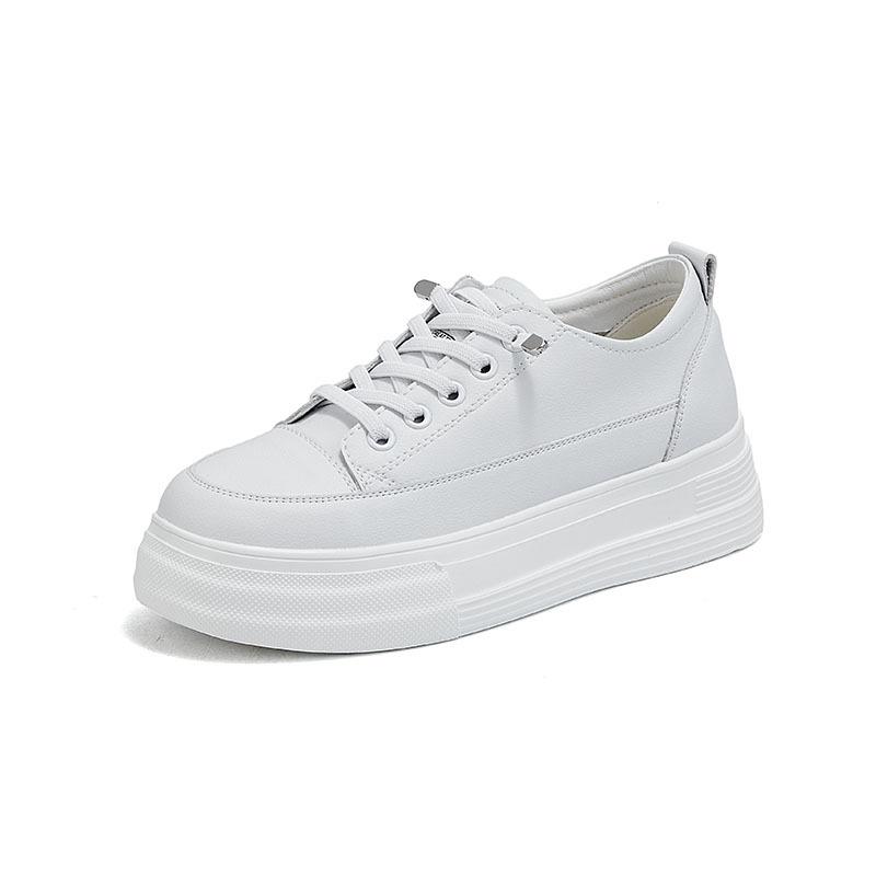 Spring new leather little white shoes women's casual and lightweight platform women's single shoes breathable board shoes