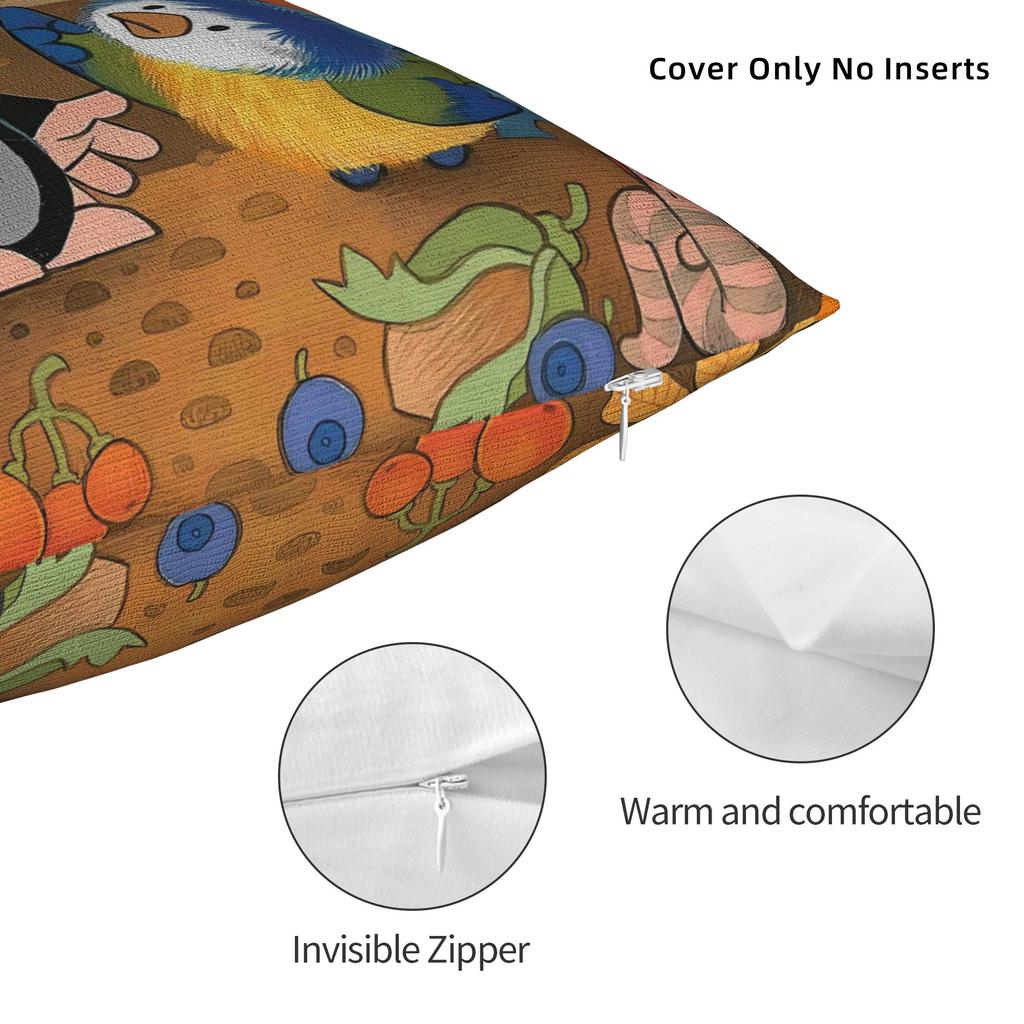 Pillow Cover The Little Mole and Friends  Cute Funny Pillow Case For Sofa Home Decor Pillowcases