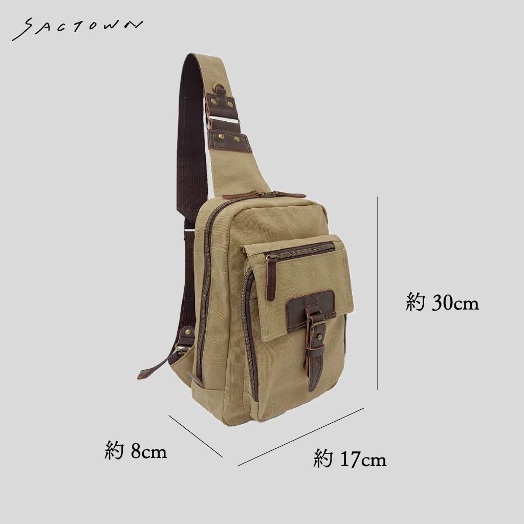 Canvas Workshop Umhängetasche Tasche für Herren und 3X94 Khaki [Körper Damen, Ein-Schulter-Tasche, B5, Canvas]