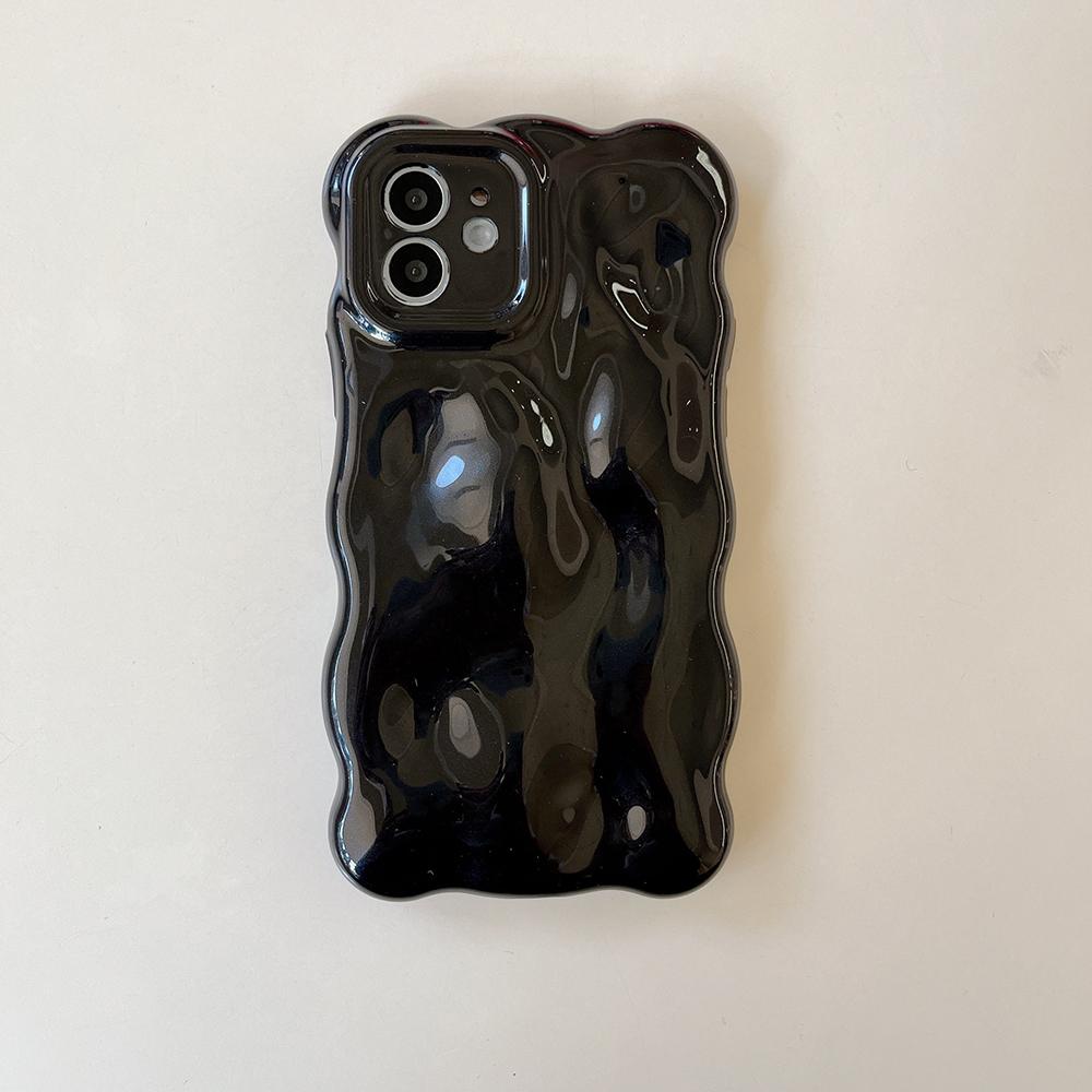 

3D Bubble Wave Pattern Phone Case For iPhone 17 16 15 14 13 12 11 Pro Max Black Glitter Powder Soft Shockproof Back Cover iPhone Air