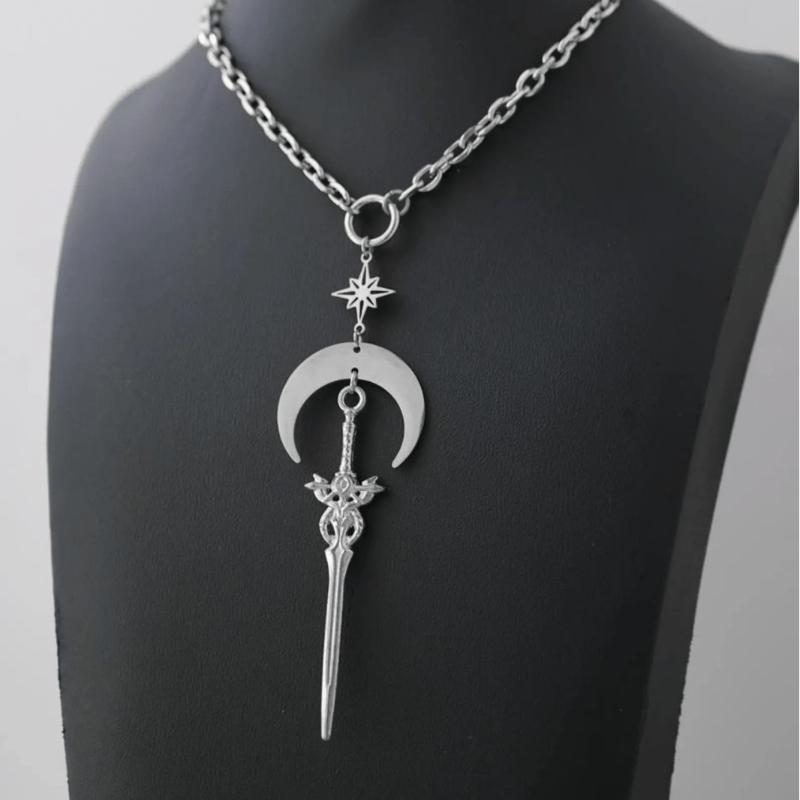 Heart And Sword Pendant Necklace For Women Goth Accessories Necklace Y2K Fashion Choker