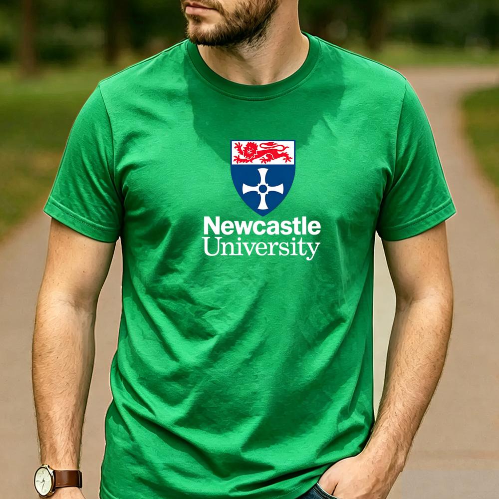 Vintage Newcastle University Lion Shield Crest Logo Cotton Graphic T Shirt Unisex Short Sleeve Alumni Holiday Gift Top