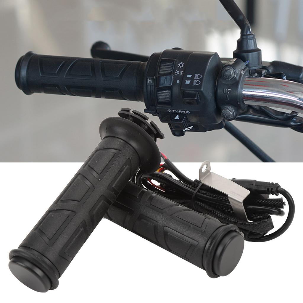 Motorcycle Heated Handlebar Grips Water Resistant DC12V Rubber Electric Hand Grip Warmer with Adjust