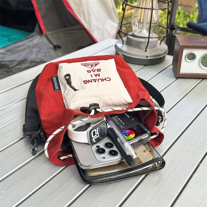 Shoulder Bag Unisex Drawstring Beveled Mobile Phone Bag Outdoor Messenger Bag