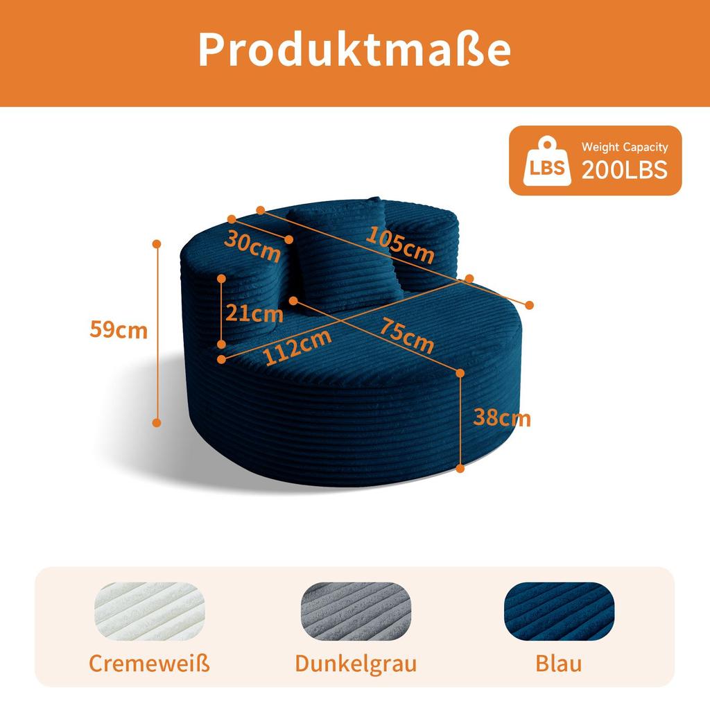 Ultra-soft Single Sofa with Backrest, High-resilience Foam.