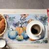 1PC Autumn Pumpkin Placemats for Farmhouse Dining Table Decor Place Mats Linen Table Mats for Party Coffee Cup Pads