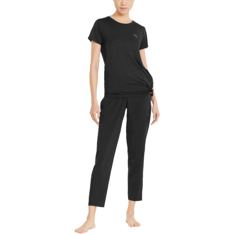 Puma Yoga Series Solid Color Drawstring Yoga Pants Women Pants Black 521923-01
