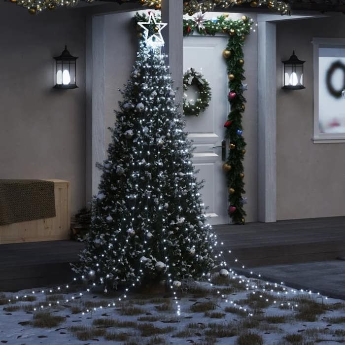 VidaXL Christmas Tree Garland 320 LED, Holiday Decoration, Indoor Outdoor Party Ornament, Modern, White 356924