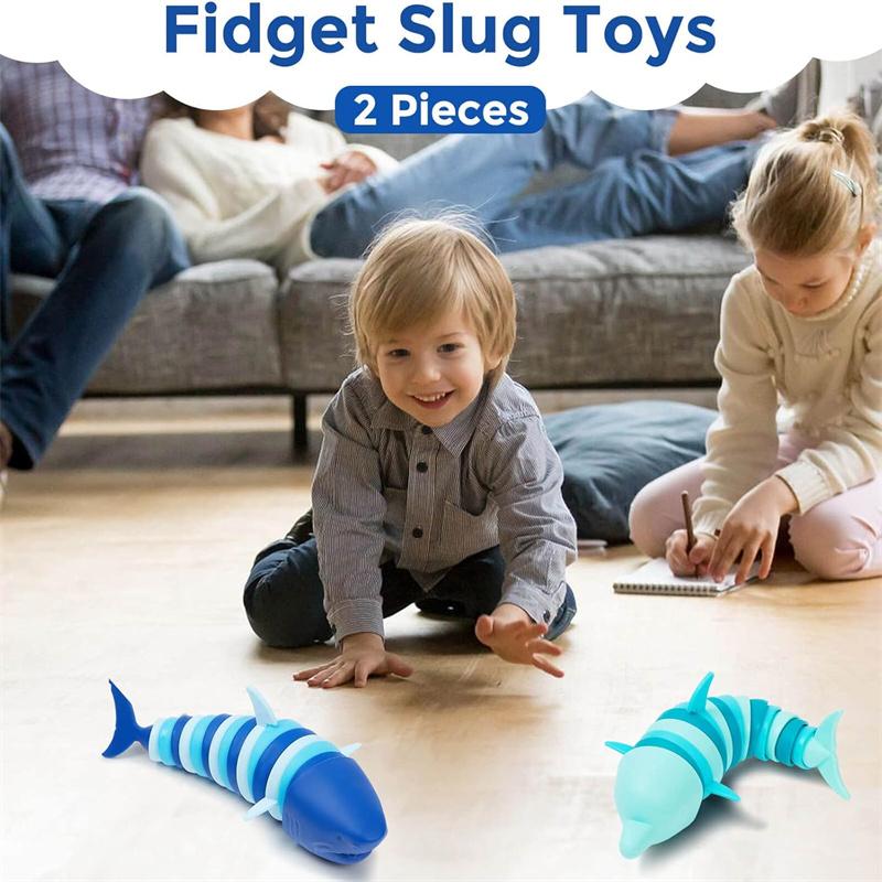 Fidget Toys Slug 3D Articulated Stretch Shark Stress Reliever for Adults Kids Anti-Anxiety Office Desk Toy Gifts