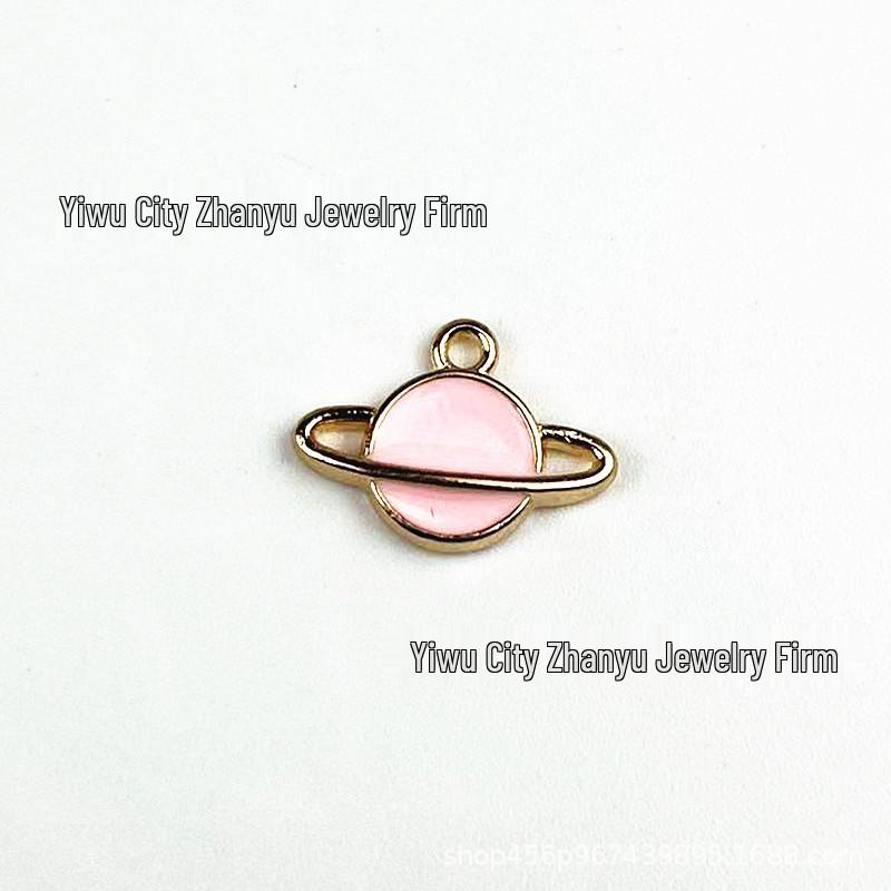 DIY Cartoon Planet Earrings & Bracelets: Women’s Alloy Charms with Plated Oil Drop Ornament Accessories