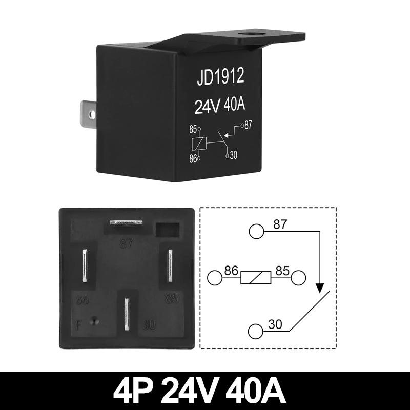 JD1914 40A 12V/24V SPDT Waterproof Car Relay 4/5 Pin Auto Switch Starter Kit for Car Boat Tractor Truck Motorcycle Relays 5