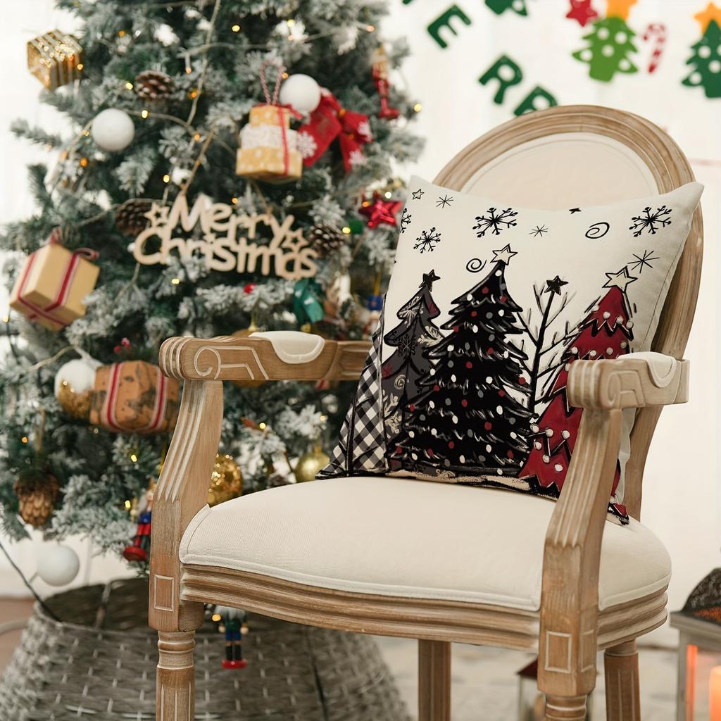 1Pc Christmas Throw Pillow Cases Soft Square Throw Pillow Covers Xmas Decorations For Living Room Bedroom Sofa Couch Bed