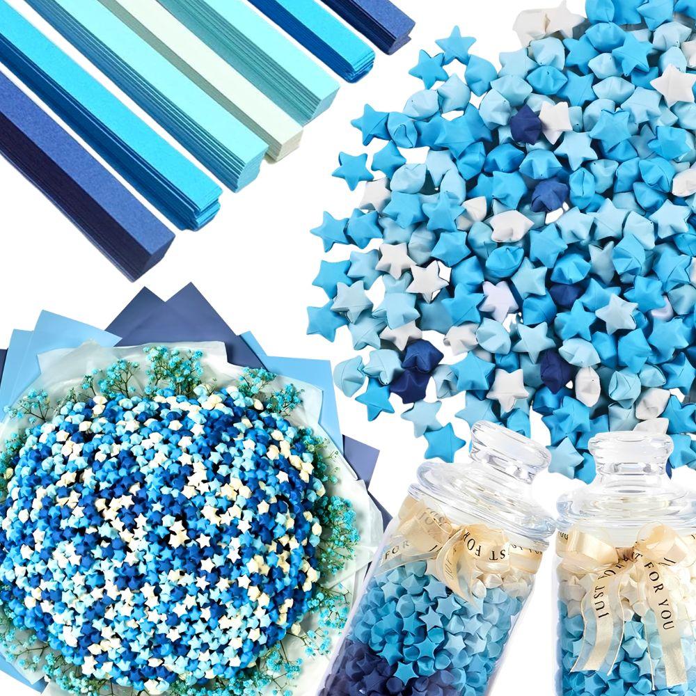 540 Sheets Blue Tone Lucky Star Paper Strips Set, Pre-Cut Origami for DIY Folding,  Crafts, Wish Jars, Gift Wrapping YMY