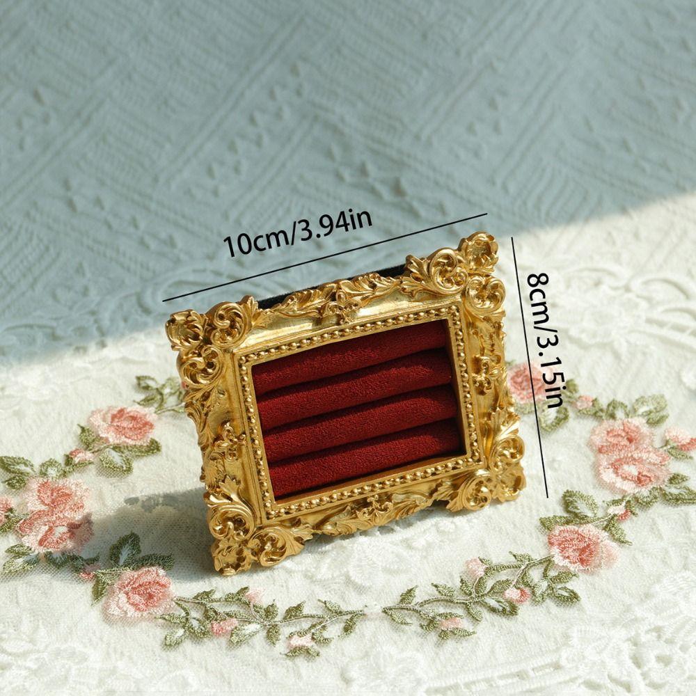 Vintage Gold Ring Display Stand Velvet Organizer Jewelry Display Rack  Photography Props