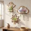 Mushroom House Wood Wall Mount Flower Shelf Mirror Hanging Plant Panel  Balcony Decor
