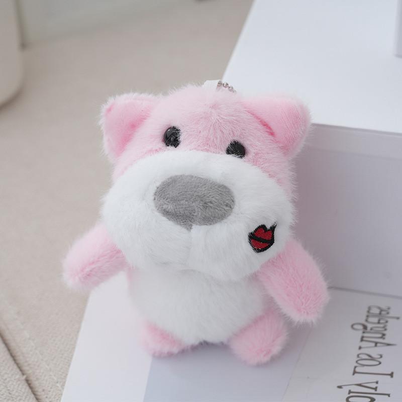 Adorable Plush Dog Keychain Creative Cute Puppy Bag Pendant Accessory Gift In Blue Brown Pink