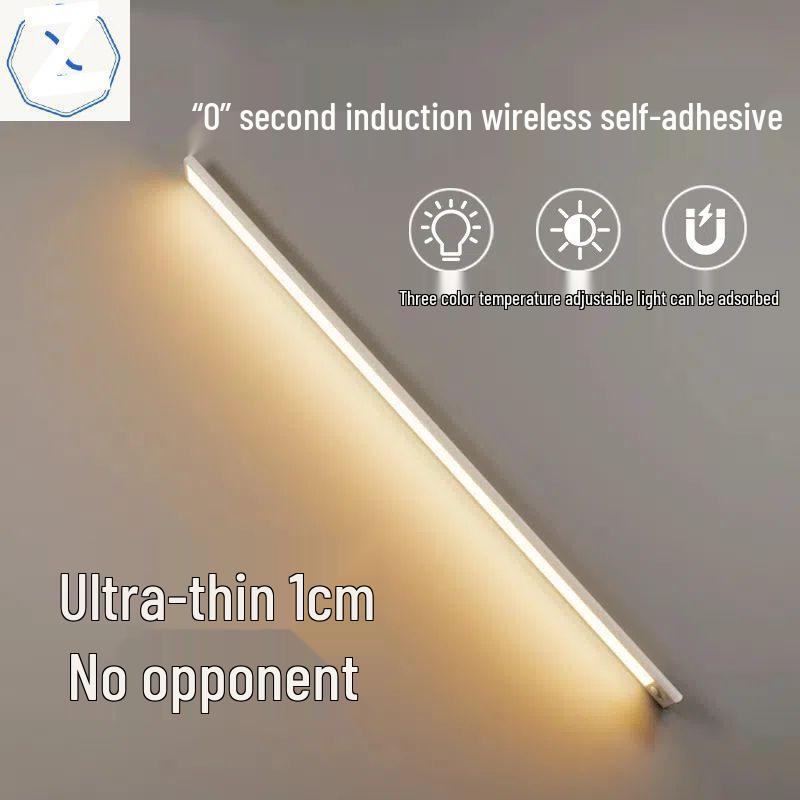Ultradünner wiederaufladbarer magnetischer LED-Lichtstreifen für Kleiderschrank/Schrank mit Bewegungssensor, keine Verkabelung erforderlich
