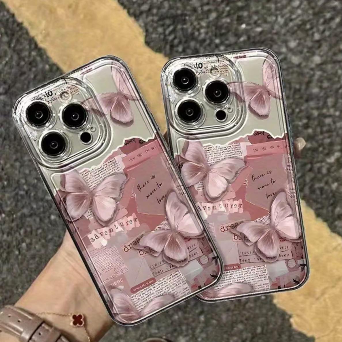 

Розовый чехол-бабочка для iPhone 14/15/16/17/Pro/Pro Max - Мягкий дизайн для трансграничной торговли iPhone 17 ProMax