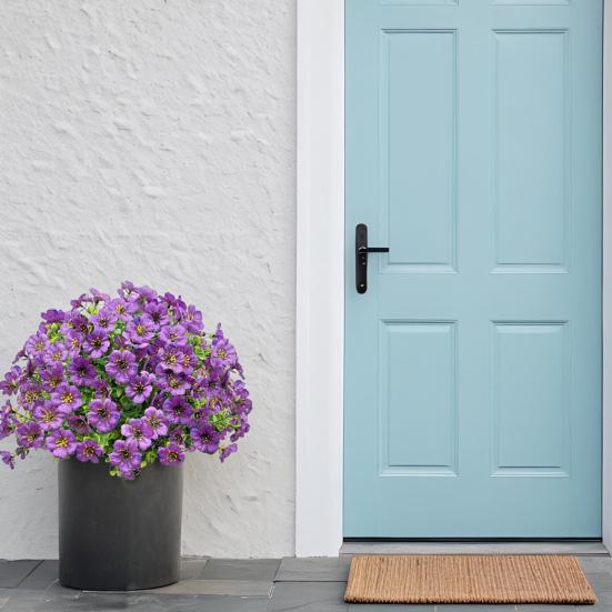 Sfera Topiaria Viola Artificiale con Picchetto per Piante Finte Viola da Esterno Arbusti Piante Finte Realistiche Resistenti ai Raggi UV per Giardino Cortile Portico