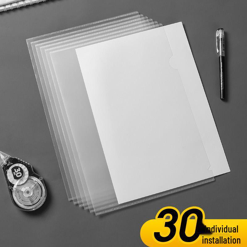 A4 Transparent L-Shaped Folder - Thickened Single-Page Sleeve and Organizer