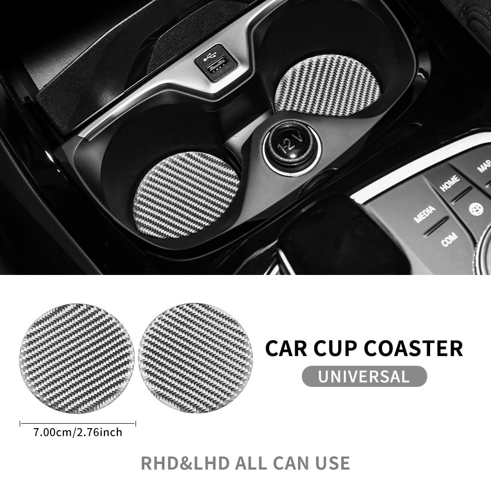 Real Soft Carbon Fiber Sticker For Fiat 500 Abarth 595 Water Cup Mat For Renault Foor Dodge SRT RAM DEMON For Jaguar Universal