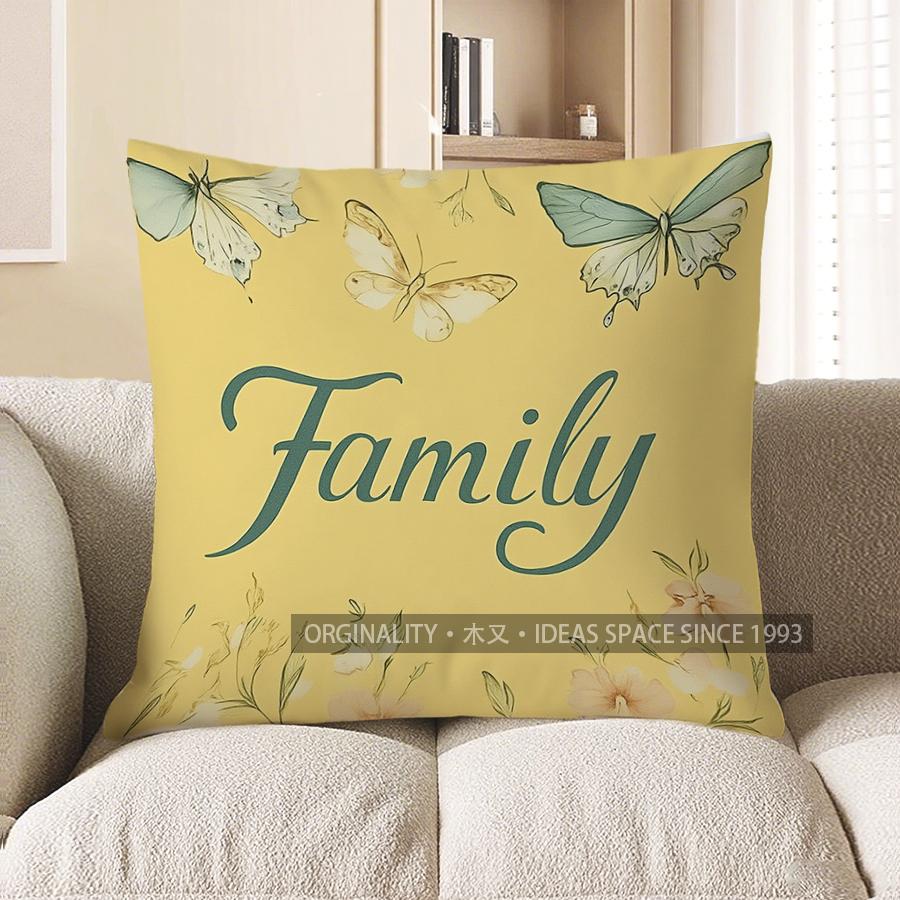 Home Decor Butterfly &amp; Flower Love Cushion Cover Pattern Cushion Cover Suitable For Sofa Bedroom Car Pillow Cover