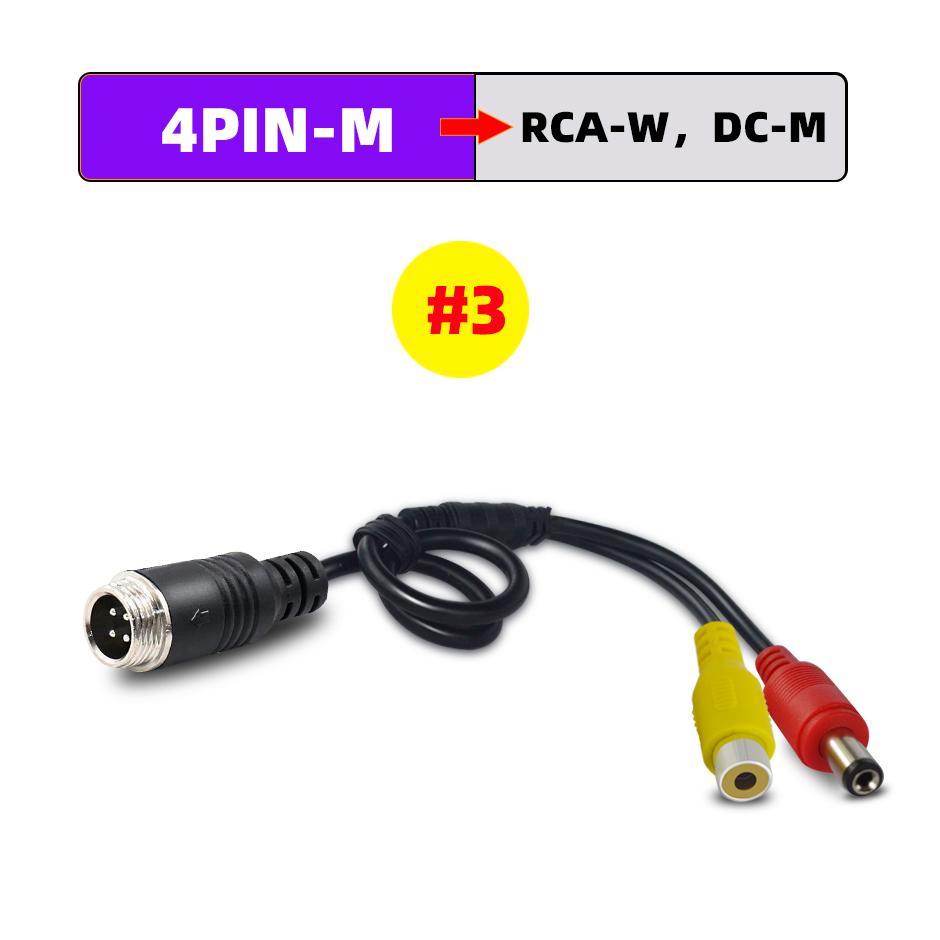 QXNY 4Pin Aviation Head Male/Female to RCA AV/Female DC Multiple Cable Plug Adapter Converter For Car Rear Camera Monitor