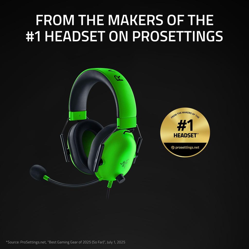 Razer BlackShark V2 X Gaming Surround Sound 50mm Drivers Memory Foam Cushions for and Switch Audio Jack Green Headset 7.1 - - - PC, PS4, PS5, - 3.5mm