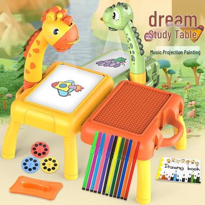 Children's Multifunctional Music and Art Table with Deer Drawing Board