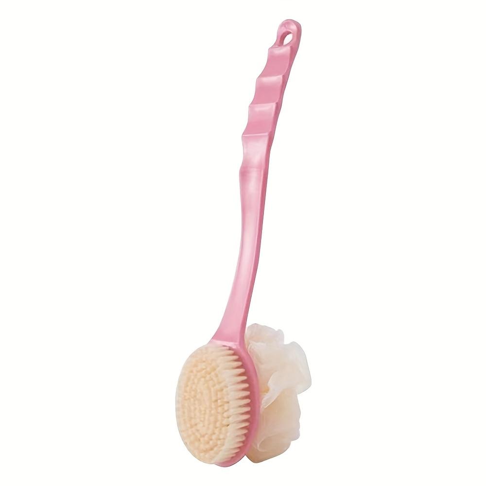 2-in-1 Dual-Sided Bath Brush with Soft Loofah for Back Scrubbing - Battery-Free, Oil-Free, Ergonomic Handle, Gentle Exfoliation for Healthy Skin