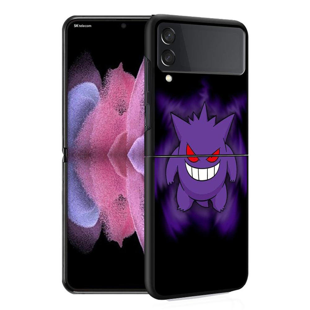 Luxusní pouzdro pro Samsung Galaxy Z Flip 4 3 5G Černé PC Tvrdé Pouzdra na Telefon Módní Zadní Kryt ZFlip Funda Pokemon Gengar Cool Skořepina