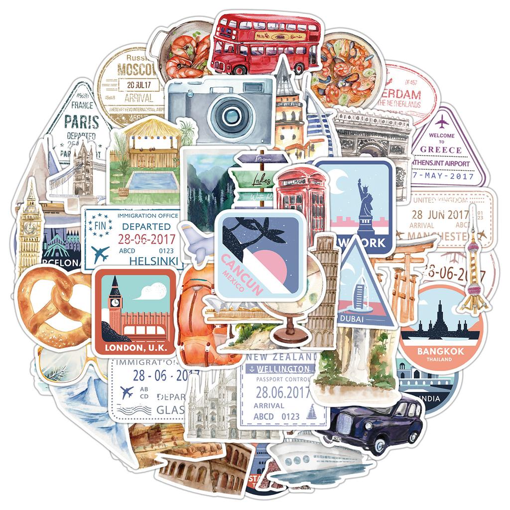 50 Tourist Attractions Series Graffiti Stickers Water Cup Computer Skateboard Waterproof Decorative Stickers Stationery Stickers