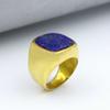 Anillo de Piedra Preciosa Lapislázuli, Anillo de Plata de Ley 925, Anillo de Oro Amarillo, Joyería Hecha a Mano, Regalos de Cumpleaños, Anillo Llamativo