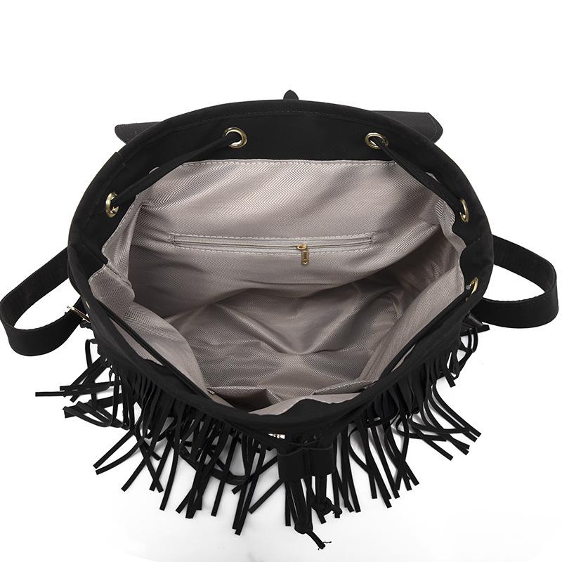 Four Seasons Large Capacity Frosted Tassel Backpack Handbag Trendy Big Bag Women's Bag College Style Casual Backpack New Style