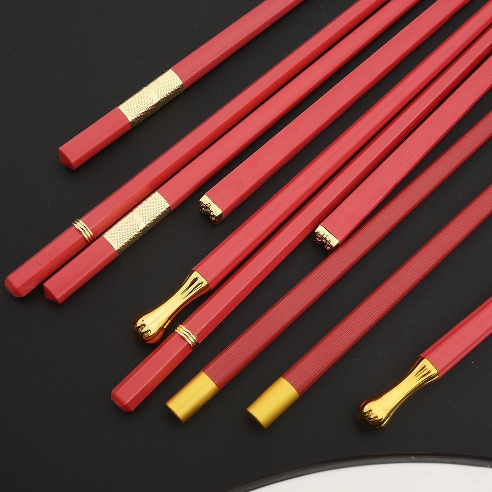 5 párů čínské japonské hůlky Sushi tyčinky Korejské hůlky Opakovaně použitelné hůlky ze slitiny Nádobí Příslušenství