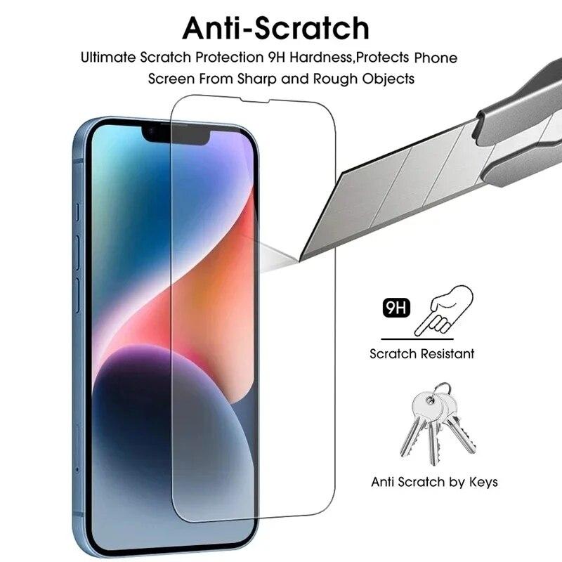 5Pcs Protective Glass for iPhone 15 11 12 13 14 Pro Max 7 8 Plus Screen Protector for iPhone 13 Mini XR X XS MAX Tempered Glass