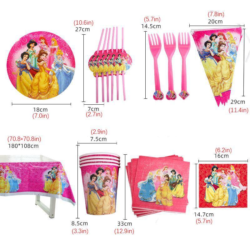 Princess Snow White Bella Jasmine Party Supplies Girl Birthday Banner Tableware