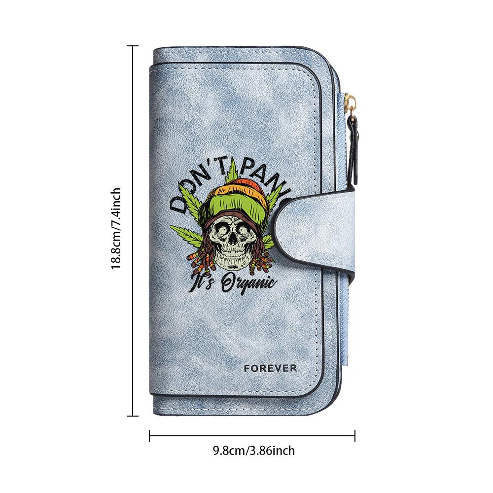 Stylish Skull Pattern Long Wallet Casual Large Capacity Portable Multi Card Slot Daily Use Handheld Purse