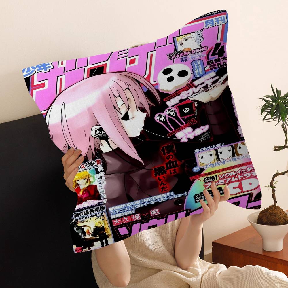 

Popular Japanese Anime SSoul Eater Pillowcases Home Bedding Decorative Pillow Cover Wedding Super Soft Pillow Case 30x30 cm